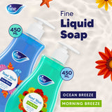 Fine Liquid Hand Wash - 450ml x 2 Bottle of Ocean Breeze and Morning Scent