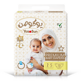 Yokosun Premium Baby Diapers, Size 2 - S (3-6 kg) 72 Pcs
