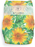 PureBorn Organic Bamboo Ultra Soft (Up To 5Kg) Nappies Size New Born Sunflower Print - 68 Pcs