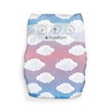 PureBorn Organic Bamboo Ultra Soft (5.5 - 8 kg) Nappies Size 3 Clouds Print - 56 Pcs
