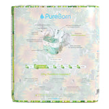 PureBorn Organic Bamboo Ultra Soft (Up To 5Kg) Nappies Size 1 Sunflower Print - 68 Pcs
