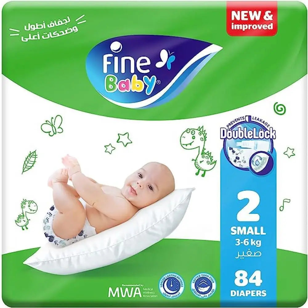 Fine Baby Diapers - Size 2 | Small | 3-6kg | 84pcs - Laadlee