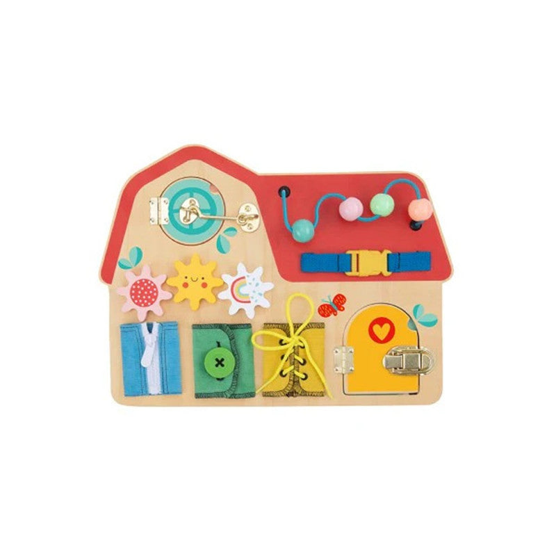 Tooky Toys Wooden House Busy Board - Laadlee