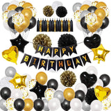 Brain Giggles Black and Golden Birthday Party Decoration Kit - 98 Pcs