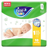 Fine Baby Diapers - Size 1 | Newborn | 2-5kg | 18pcs - Laadlee
