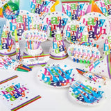 Brain Giggles HAPPY BIRTHDAY Disposable Tableware Set for 6 Kids- 90 Pcs