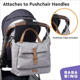 BabaBing Erin Tote 2 In 1 Diaper Bag With Hooks And Changing Pad – Grey