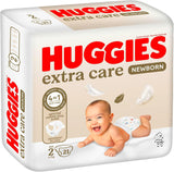 Huggies Extra Care Newborn - Size 2 , 4 - 6kg, Carry Pack - 21pcs