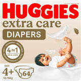 Huggies Extra Care - Size 4, 10 -16kg, Jumbo Pack - 64pcs