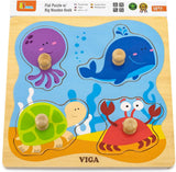 Viga Flat Puzzle W/Big Wooden Knob - Sea