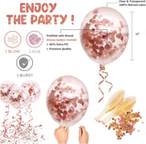 Brain Giggles 25Pcs Happy Birthday Decoration Set Includes Banner with Foil Balloons, Latex Balloons, and Ribbon - Rose Gold