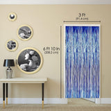 Brain Giggles Blue Metallic Foil Fringe Curtain 6Ft x 3Ft (Pack of 2)