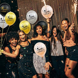 Brain Giggles Graduation Rose Gold, Black & Confetti Balloons- Set of 15 pcs