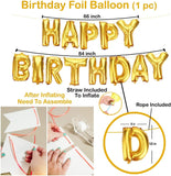 Brain Giggles 25Pcs Happy Birthday Decoration Set Includes Banner with Foil Balloons, Latex Balloons, and Ribbon - Gold