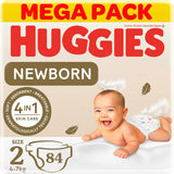 Huggies Extra Care Newborn - Size 2, 4 - 7kg, Mega Pack - 84pcs