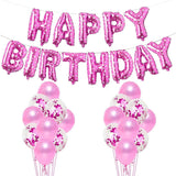 Brain Giggles 25Pcs Happy Birthday Decoration Set Includes Banner with Foil Balloons, Latex Balloons, and Ribbon - Pink
