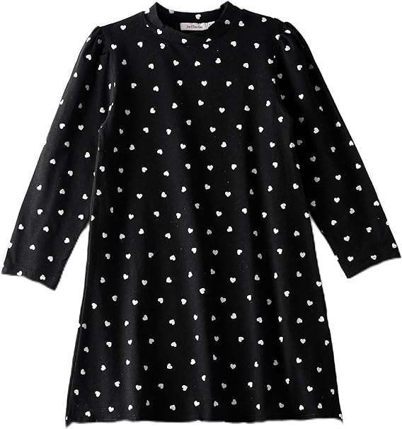 Jelliene All Over Print Knit Dress - Black Hearts - Laadlee