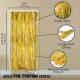 Brain Giggles Gold Metallic Foil Fringe Curtain 6Ft x 3Ft (Pack of 2)