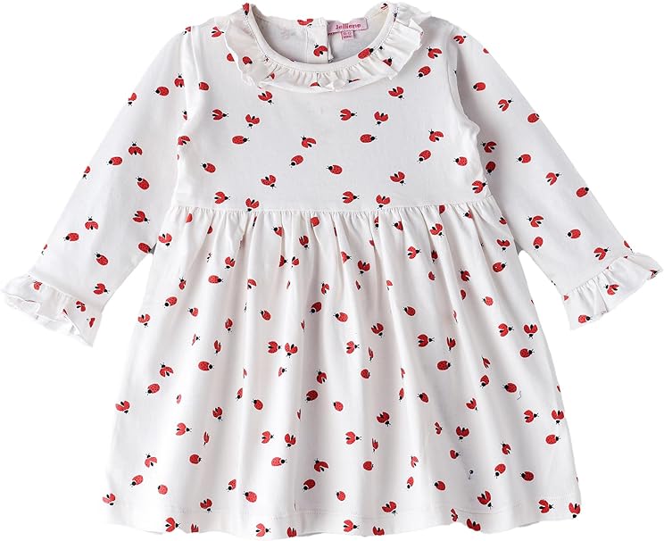 Jelliene All Over Print Knit Dress - White Bug - Laadlee