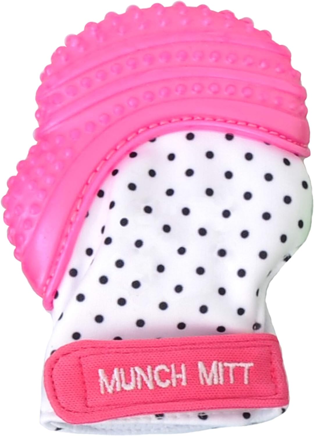 Malarkey Kids Munch Mitt Teething Mitten Polka Dots - Pink - Laadlee