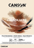 Canson Graduate Mixed Media Pad A3 30 Sheets 220GSM Natural Paper