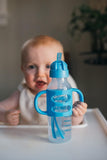 Dr. Brown's Narrow Sippy Straw Bottle with Silicone Handles - Blue - 250ml - Laadlee