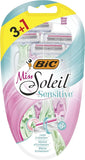 BIC Soleil Sensitive Disposable Women's 3-Blade Razors Assorted Colours - Pack of 4