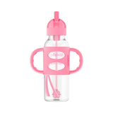 Dr. Brown's Narrow Sippy Straw Bottle with Silicone Handles - Pink - 250ml - Laadlee