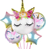 Brain Giggles Unicorn Foil Balloons Birthday Decorations Set - 5 Pcs