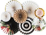 Brain Giggles Hanging Black Paper Fans Decoration Set – 8Pcs