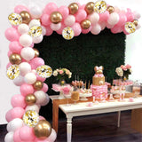 Brain Giggles Balloon Arch Kit – 113 Pcs White, Pink & Gold Confetti Balloons with Balloon Strip, Glue Dots, & Knotter for Party Decoration