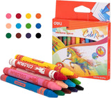 Deli Wax Crayon 12 Colors Assorted EC20800