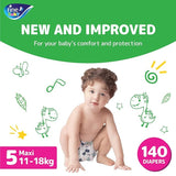 Fine Baby Diapers - Size 5 | Maxi | 11-18kg | 140pcs - Laadlee