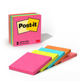 3M Post-it Notes Neon Colors 76mmx76mm - Pack of 5 Pads