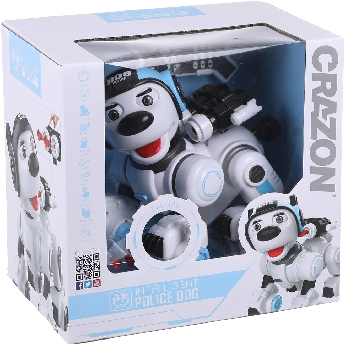 Crazon Ir Control Intelligent Robot Dog - Black/ Blue - Laadlee