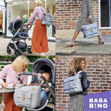BabaBing Erin Tote 2 In 1 Diaper Bag With Hooks And Changing Pad – Grey