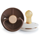 Frigg Little Viking Latex Baby Pacifier 0M-6M ,Pack of 2 , Cocoa / Cream - Size 1