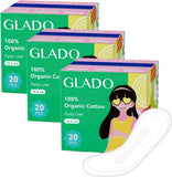 Glado 100% Organic Cotton Panty Liner for School Girls & Teens 15.5cm – Pack of 60