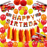 Brain Giggles Fire Truck Party Kit Decoration Set for Kids - 45 Pcs