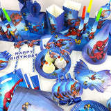 Brain Giggles Spiderman Disposable Tableware Set for 10 Kids – 136 Pcs