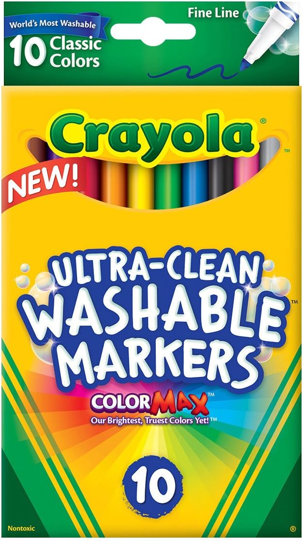 Crayola Ultra-Clean Fine Line Color Max Markers - Classic Colors - Pack of 10 - Laadlee