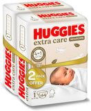 Huggies Extra Care Newborn - Size 1, Up to 5kg, Twin Jumbo Pack - 128pcs