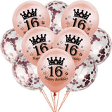 Brain Giggles Sweet 16 Birthday Balloons Rose Gold Set – 10Pcs