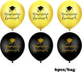 Brain Giggles Graduation Latex Balloons - Gold and Black (Pack of 12)