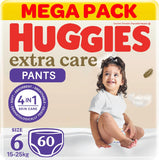Huggies, Extra Care Culottes - Size 6, 15-25kg, Mega Packs - 60pcs