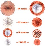 Brain Giggles Hanging Rose Gold Paper Fans Decoration Set – 8Pcs