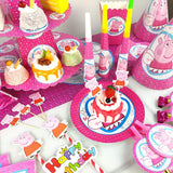 Brain Giggles Peppa Pig Birthday Decorations Tableware Set for 10 Kids – 136 Pcs