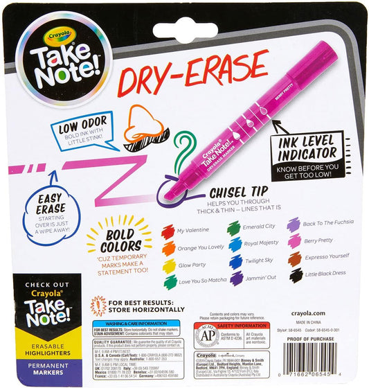 Crayola Take Note Colored Dry Erase Markers - Pack of 12