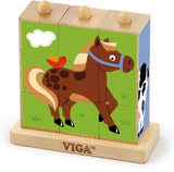 Viga Stacking Cube Puzzle - Farm Animals