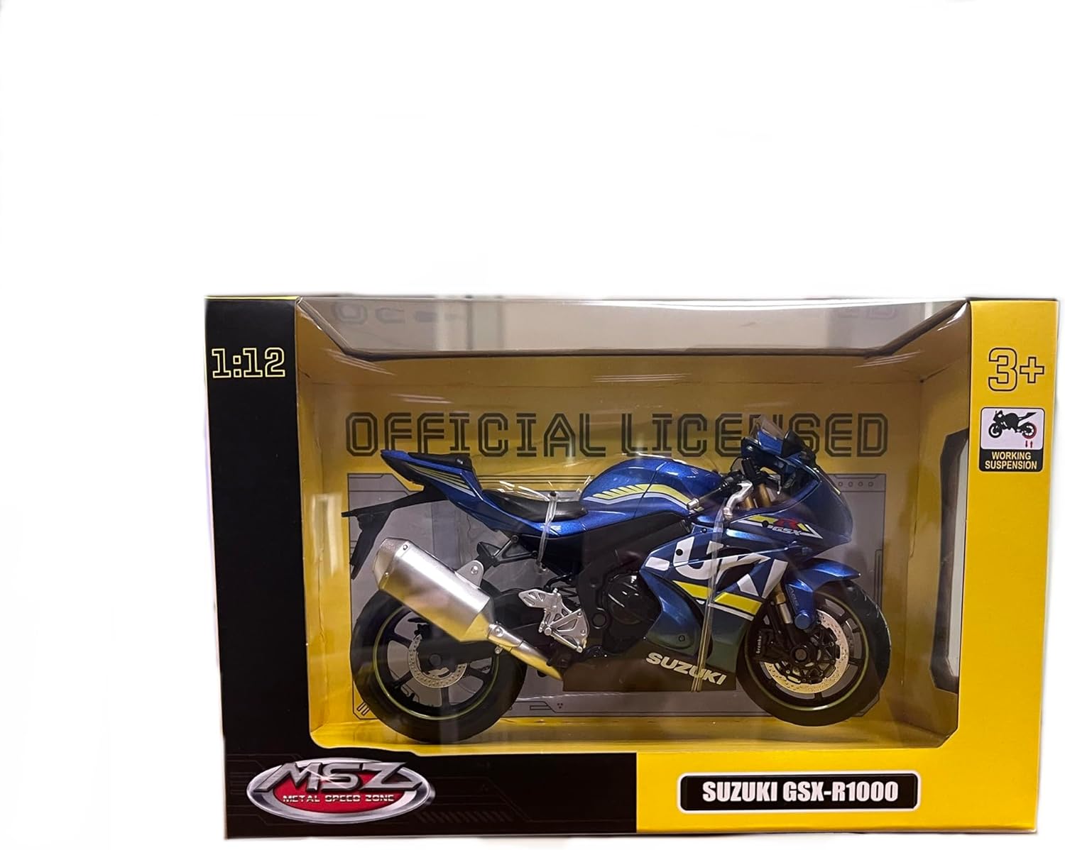 MSZ Suzuki GSX-R1000 Bike 1:12 Die-Cast Replica - Blue - Laadlee